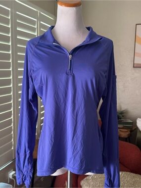 BLOQ UV Women’s Long Sleeve Quarter-Zip Performance Tee - Royal Purple